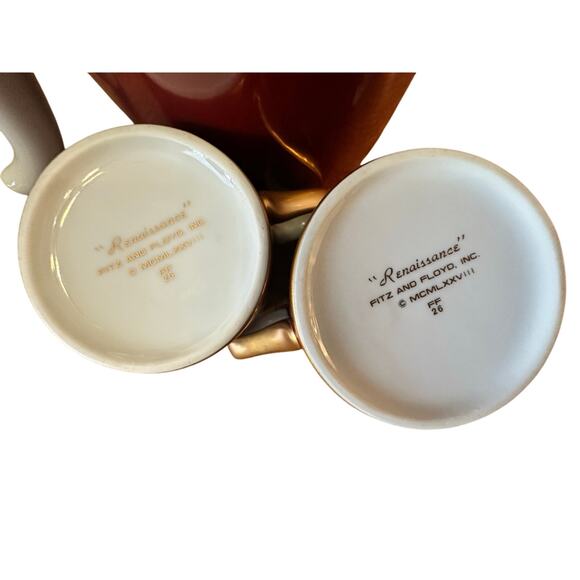 Fitz & Floyd Renaissance 'Cinnabar' Tea/Coffee Pot Sugar and Creamer Set - Picture 7 of 8